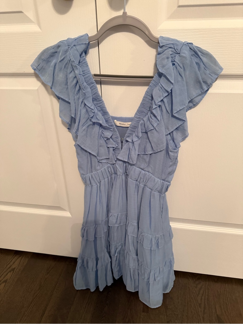 Honey boutique- Mustard Seed Light Blue Ruffle Skirted Dress